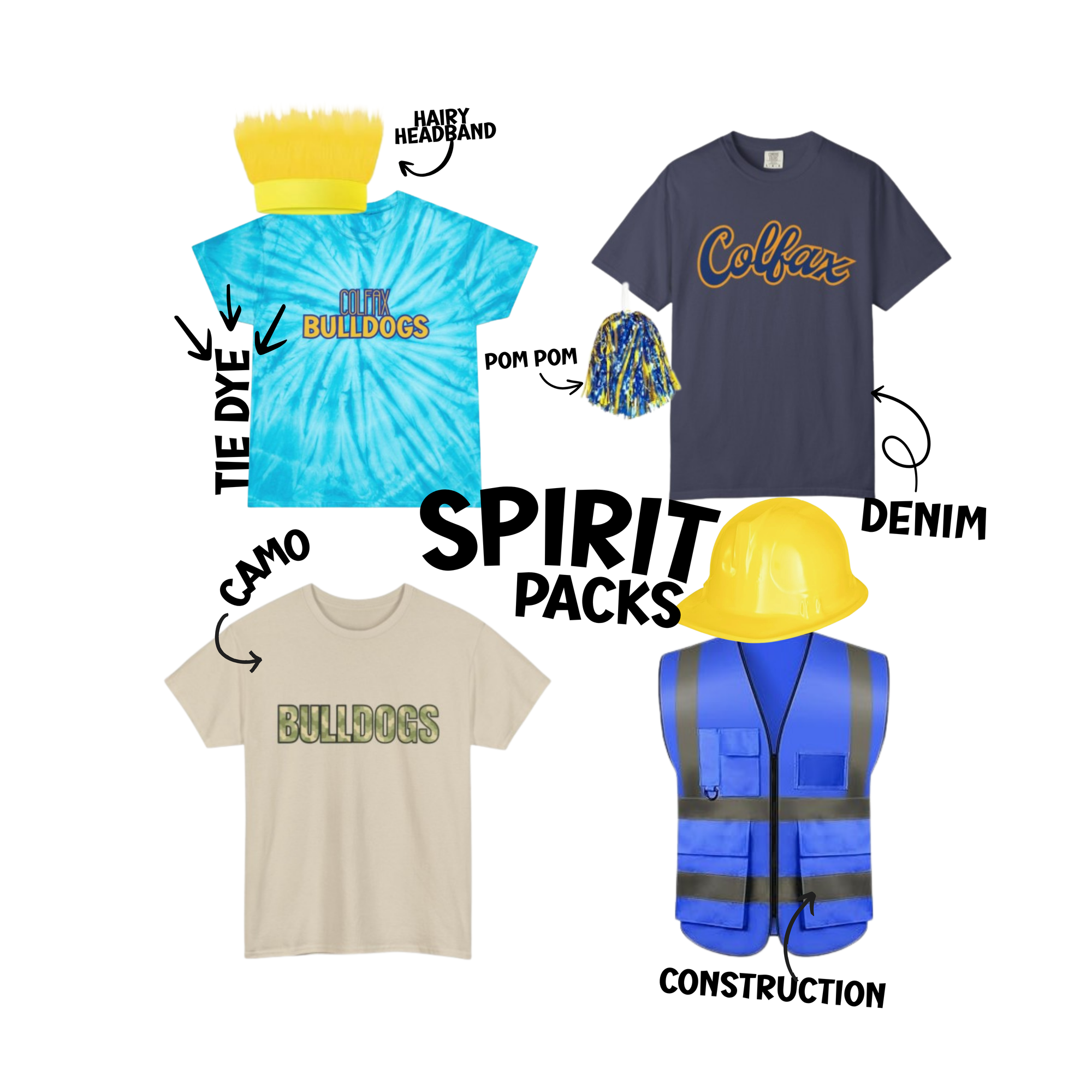Colfax High School Spirit Day shirts and Winter Spirit Pack