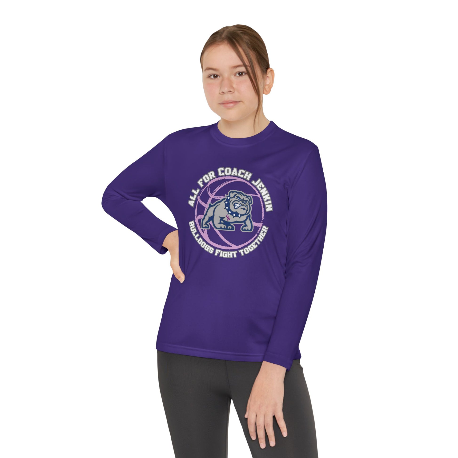 Youth Long Sleeve Tee — "All For Coach Jenkin" Bulldogs Fight Together
