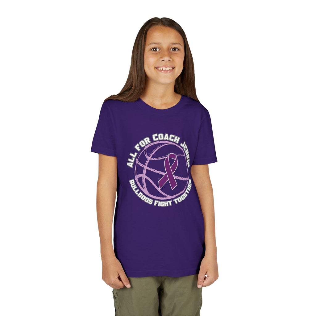 Youth Tee — "All For Coach Jenkin, Bulldogs Fight Together"