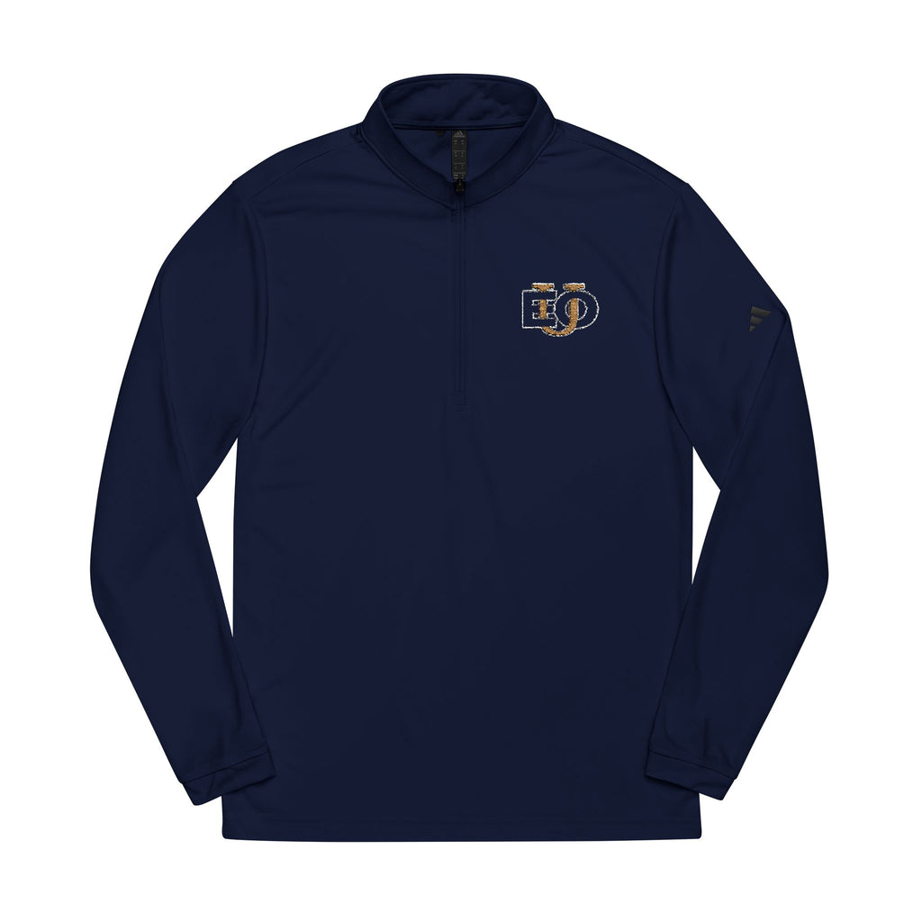 Embroidered Navy Quarter-Zip Pullover
