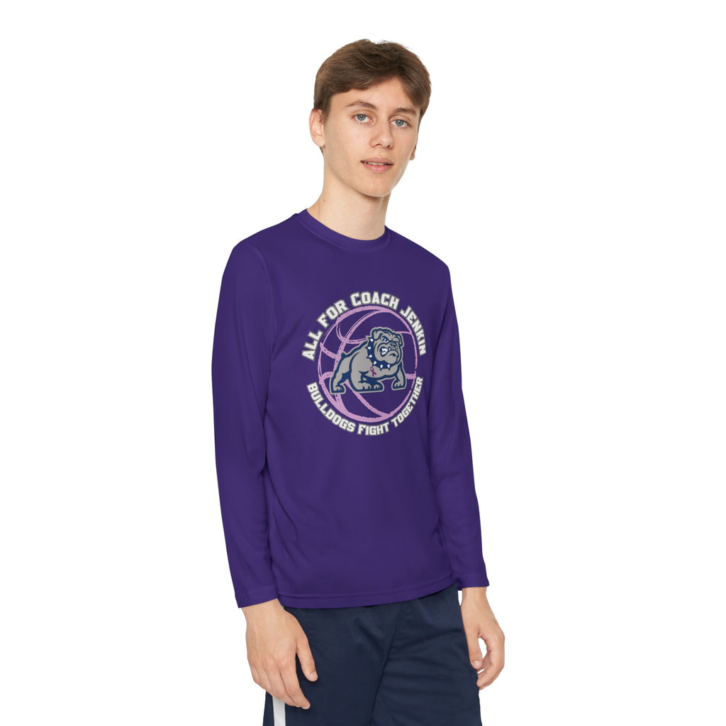 Youth Long Sleeve Tee — "All For Coach Jenkin" Bulldogs Fight Together