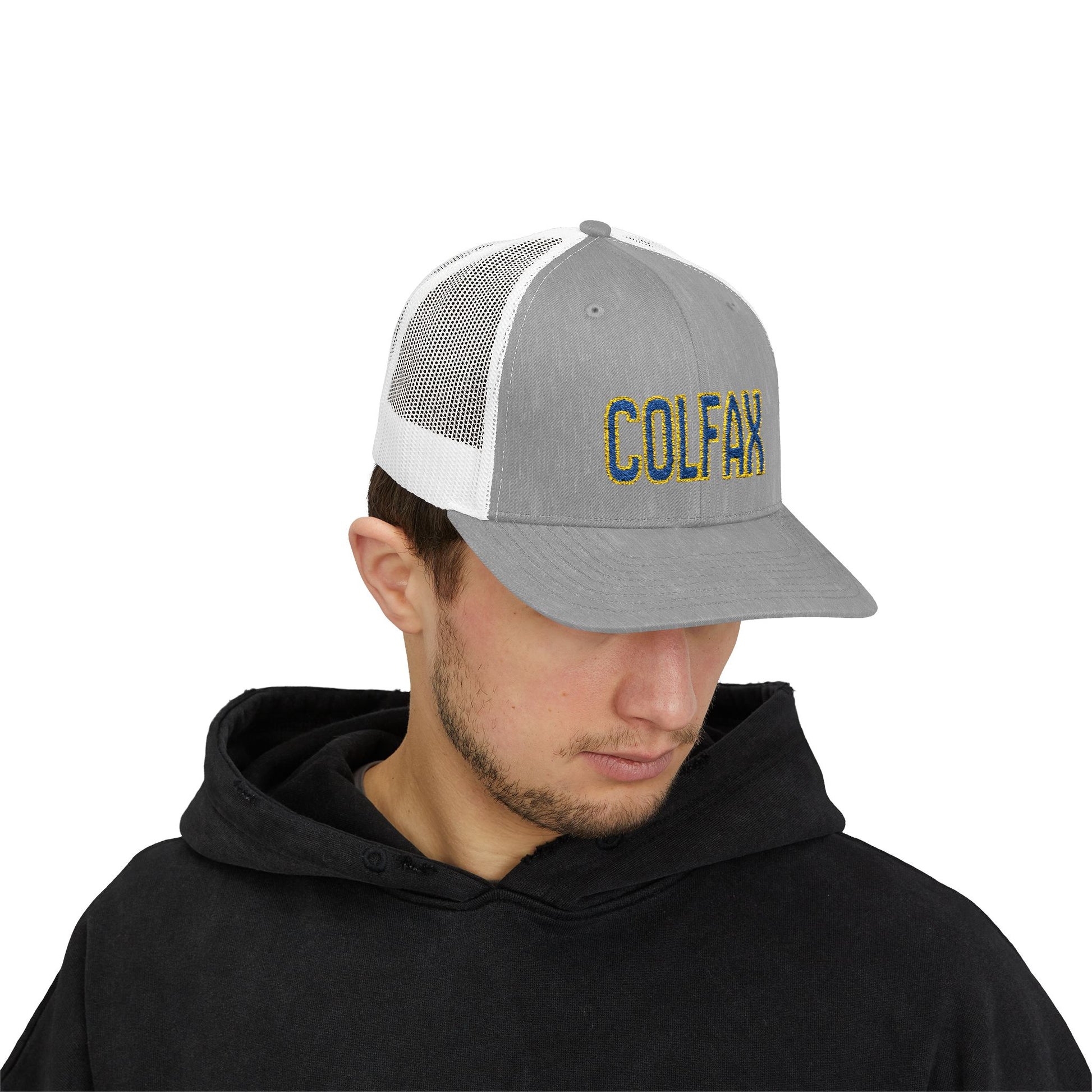 Colfax Embroidered Trucker Hat — Retro Campus Snapback