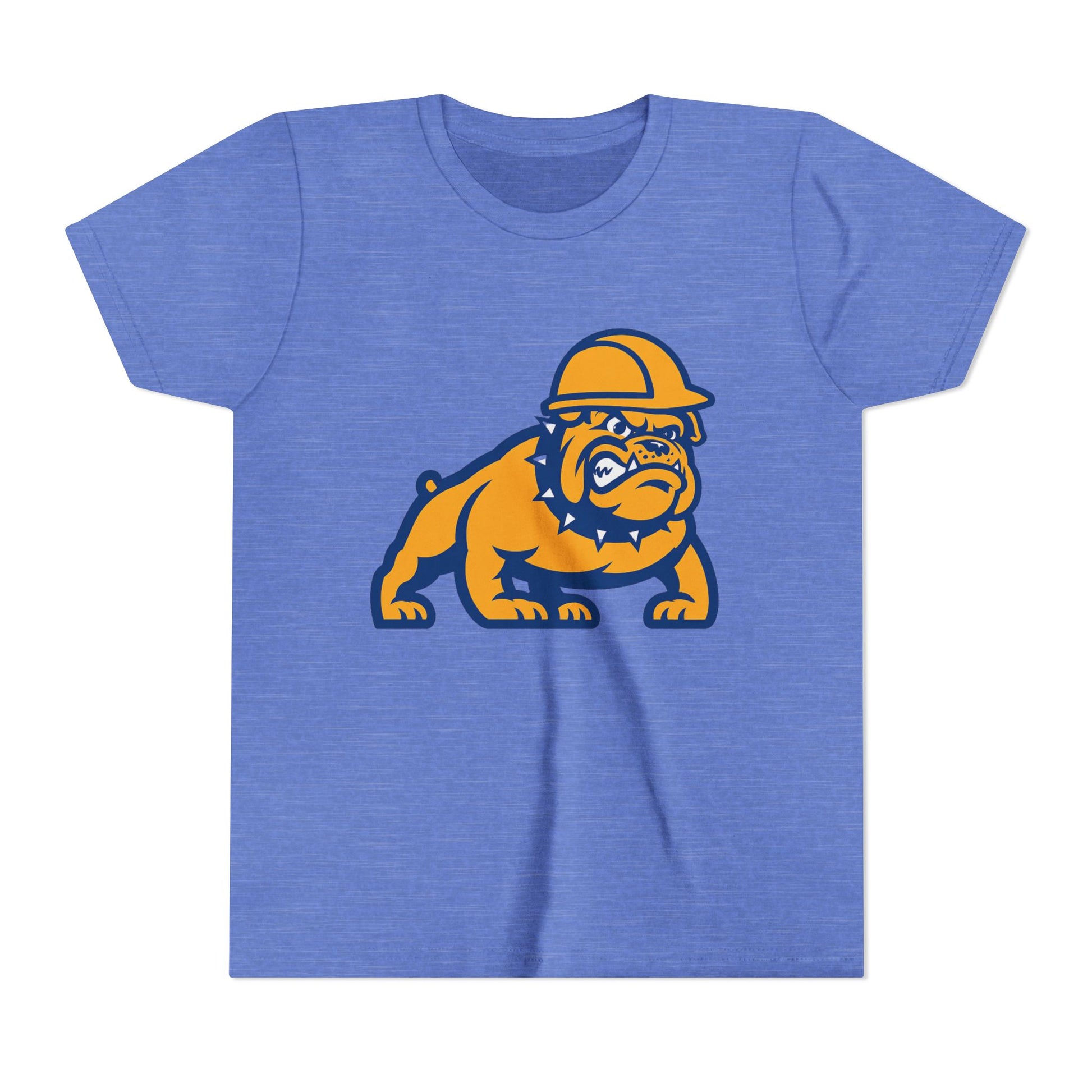 Youth Bulldog Mascot Tee — Construction Helmet School Spirit Shirt