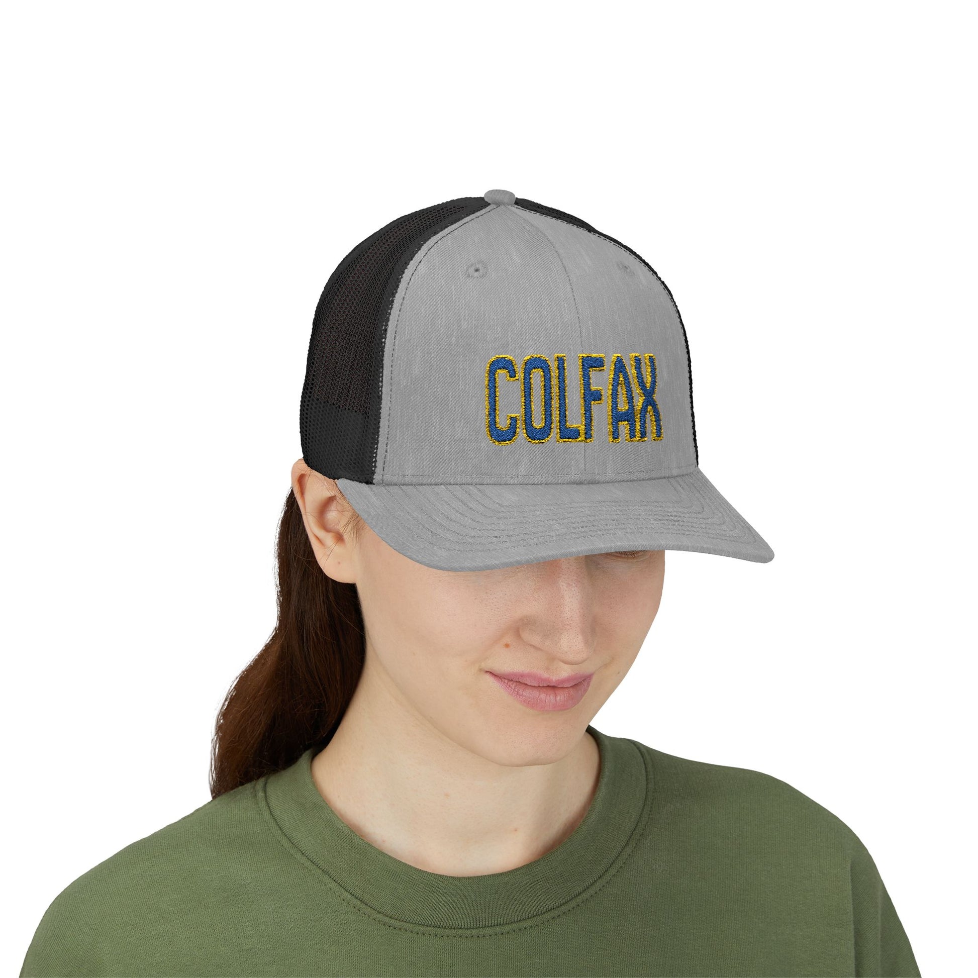 Colfax Embroidered Trucker Hat — Retro Campus Snapback
