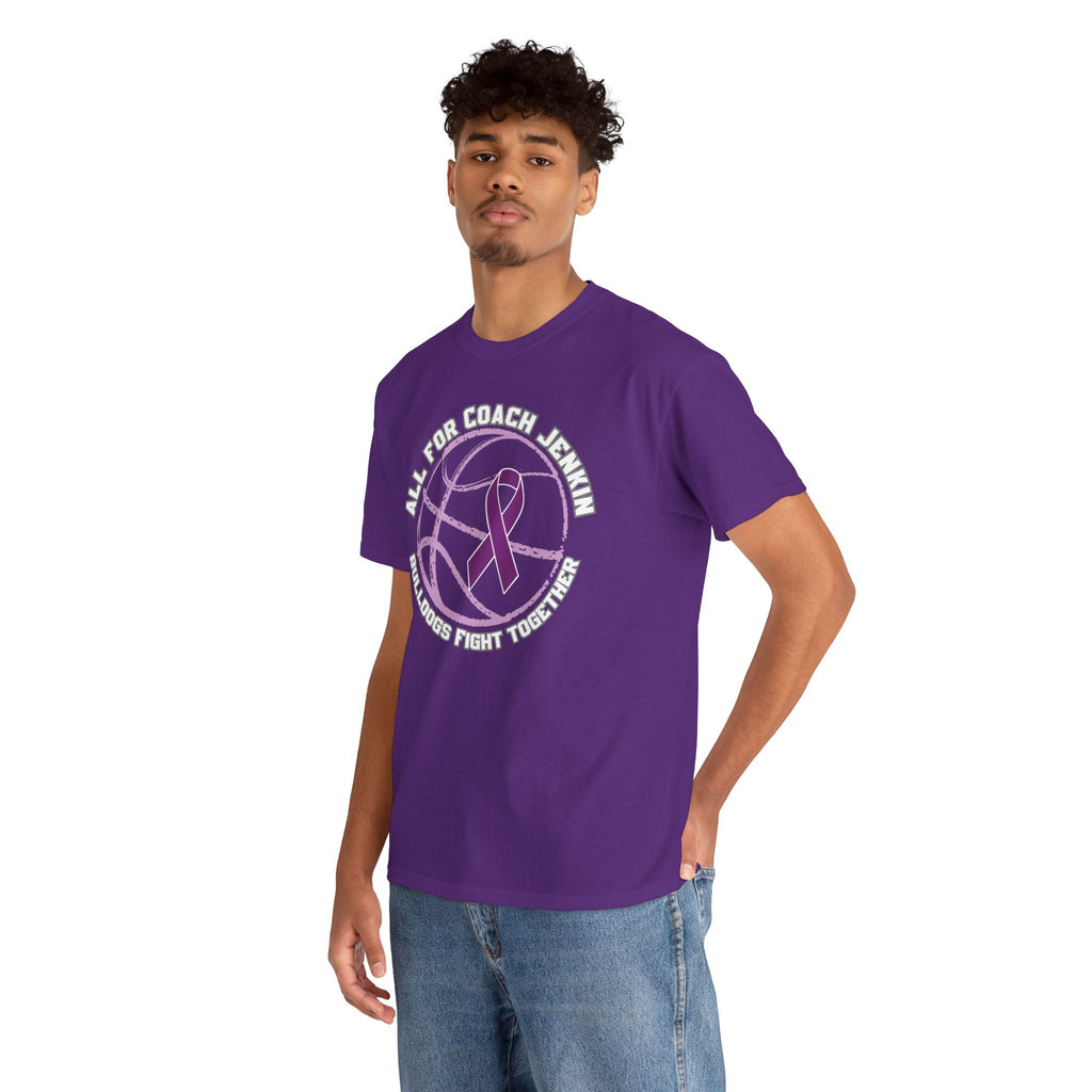 One sided no Bulldog T‑Shirt — "All for Coach Jenkin" Bulldogs Fight Together