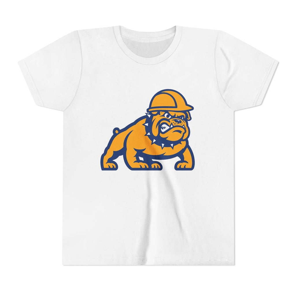 Youth Bulldog Mascot Tee — Construction Helmet School Spirit Shirt
