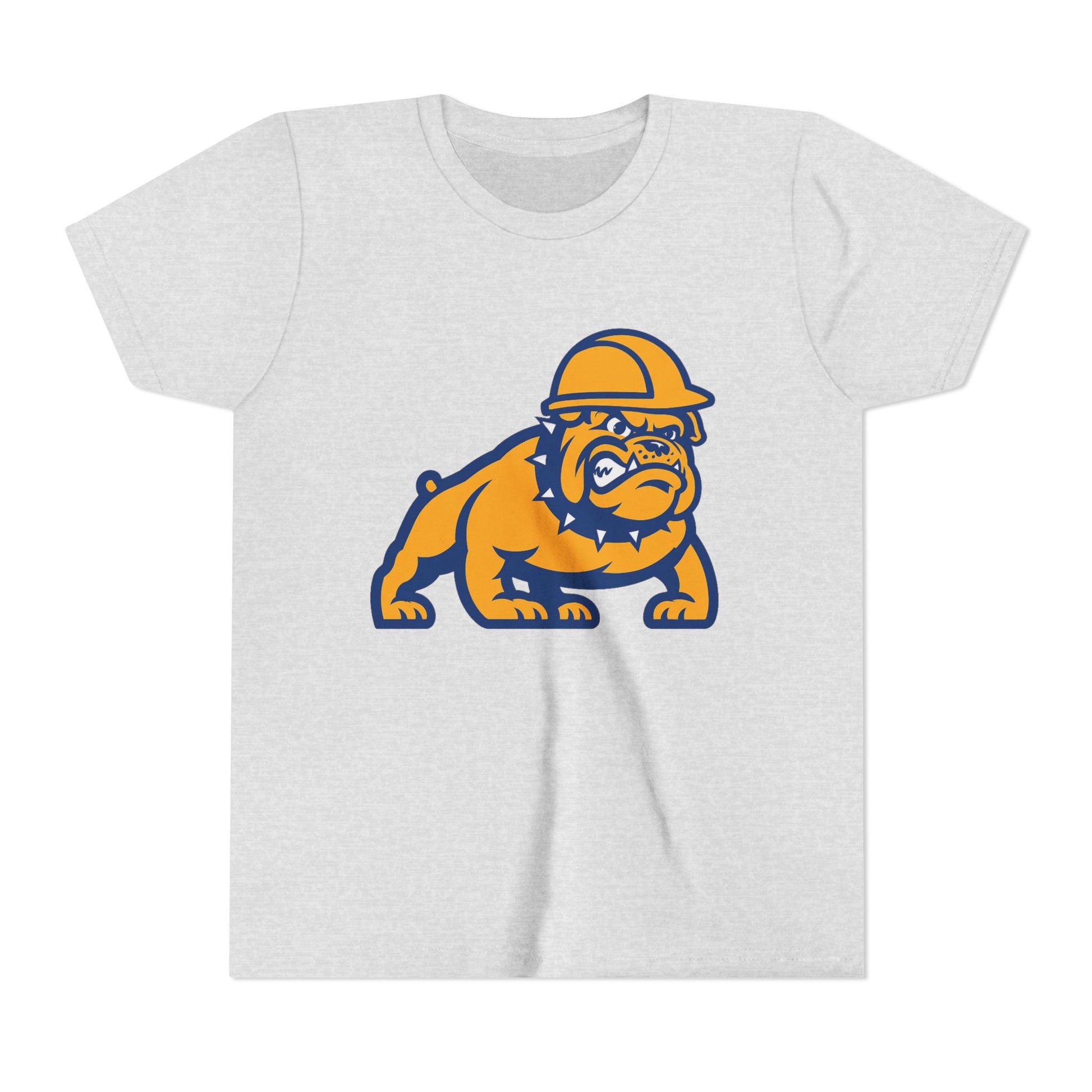 Youth Bulldog Mascot Tee — Construction Helmet School Spirit Shirt