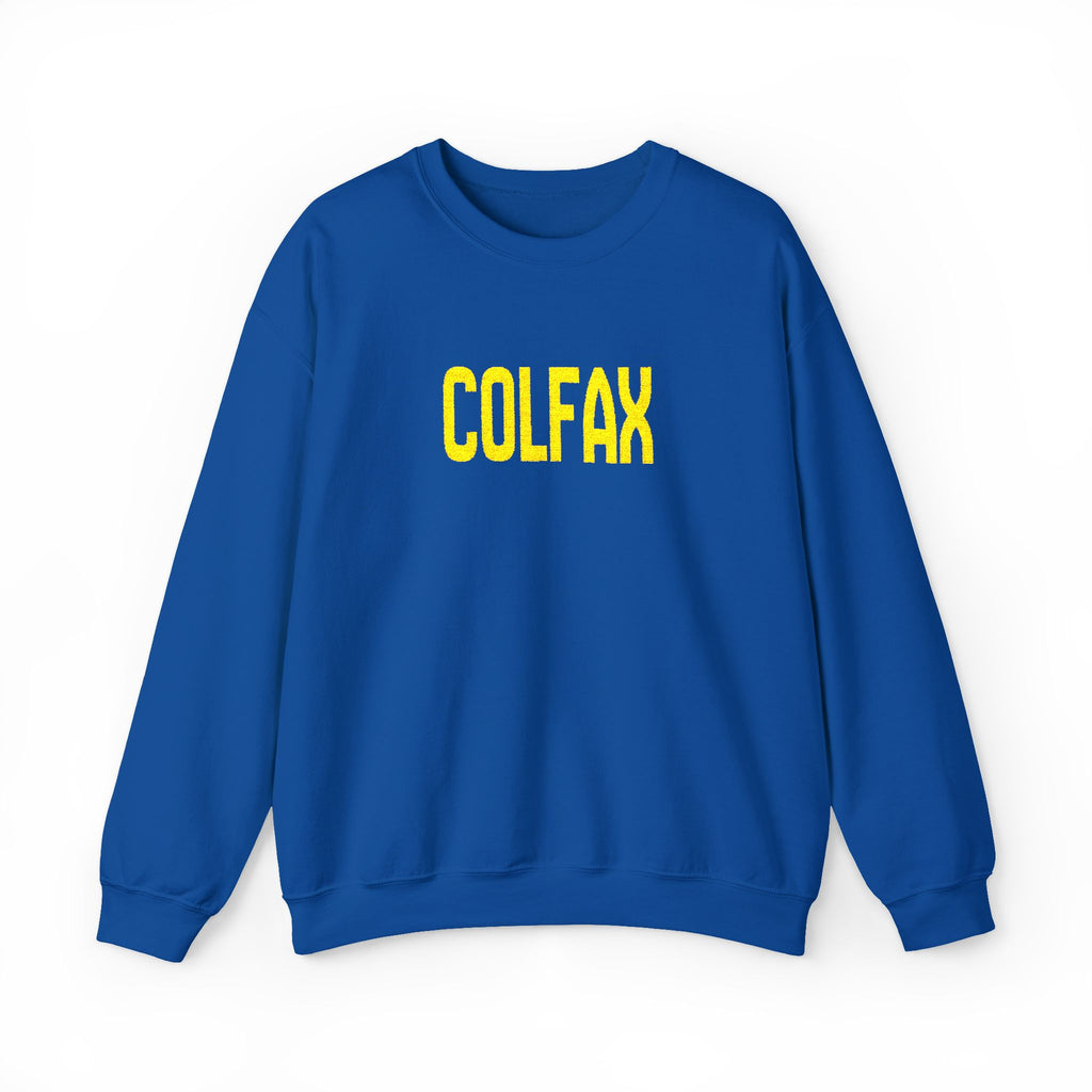 Colfax Retro Crewneck Sweatshirt — Bold Yellow Text Pullover