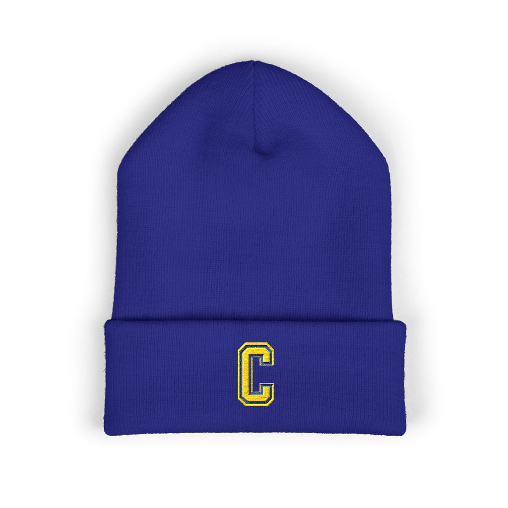 Cuffed Beanie with Embroidered Initial 'C'