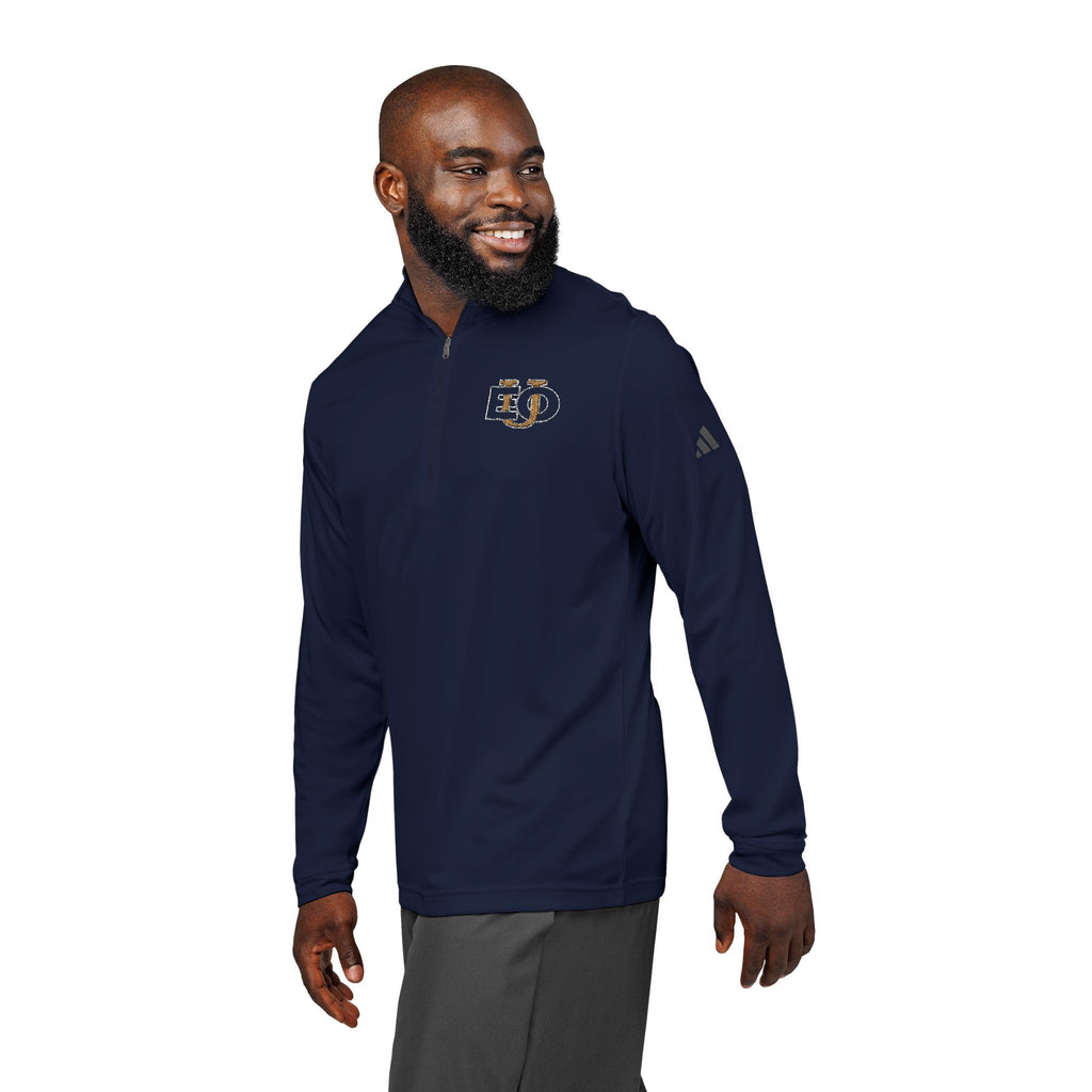 Embroidered Navy Quarter-Zip Pullover