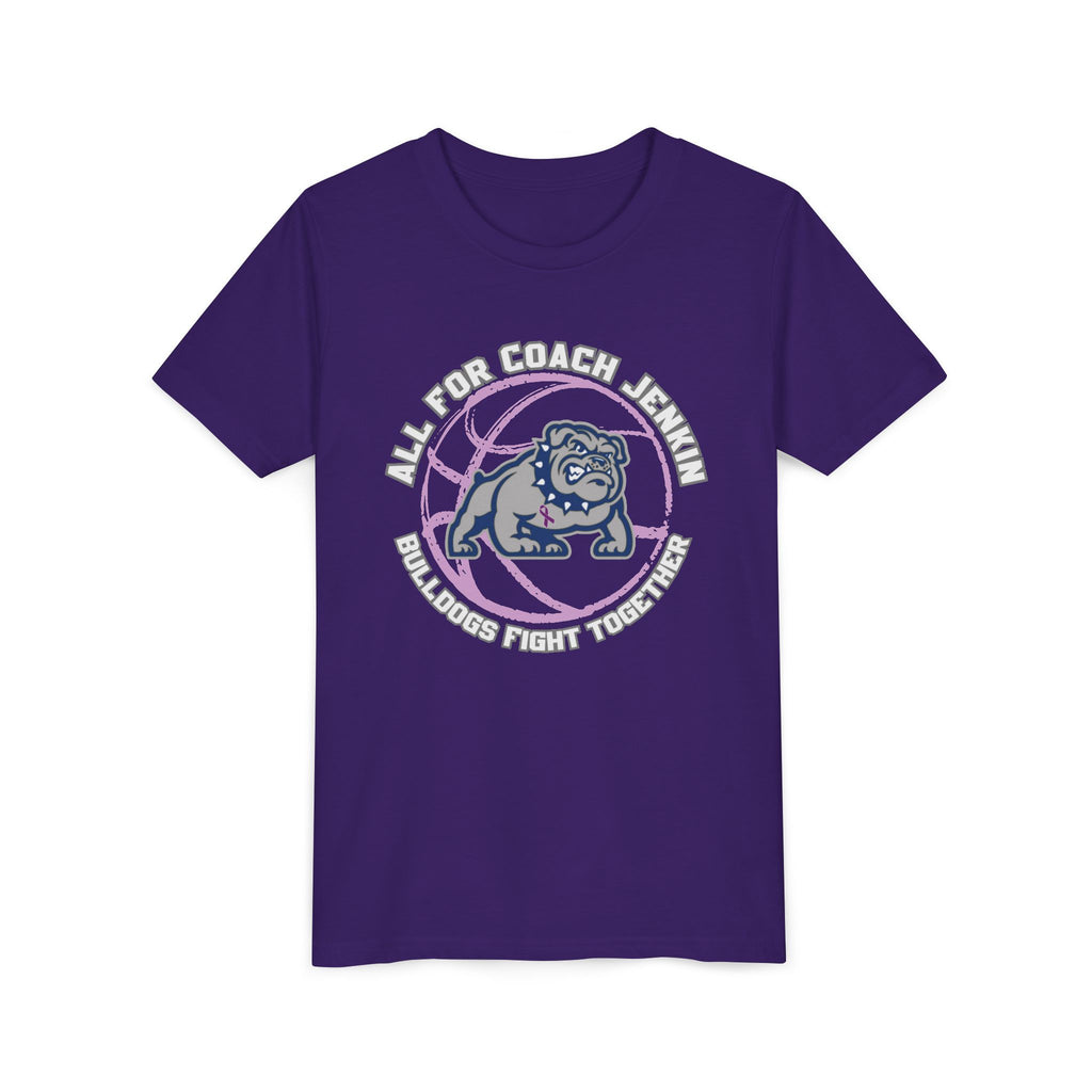 Youth Tee — "All For Coach Jenkin, Bulldogs Fight Together"