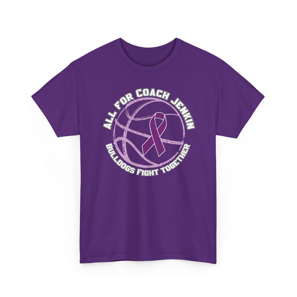 One sided no Bulldog T‑Shirt — "All for Coach Jenkin" Bulldogs Fight Together