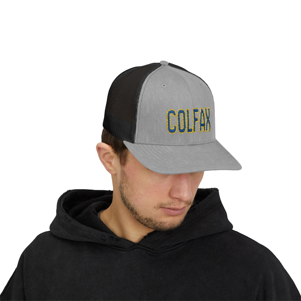 Colfax Embroidered Trucker Hat — Retro Campus Snapback