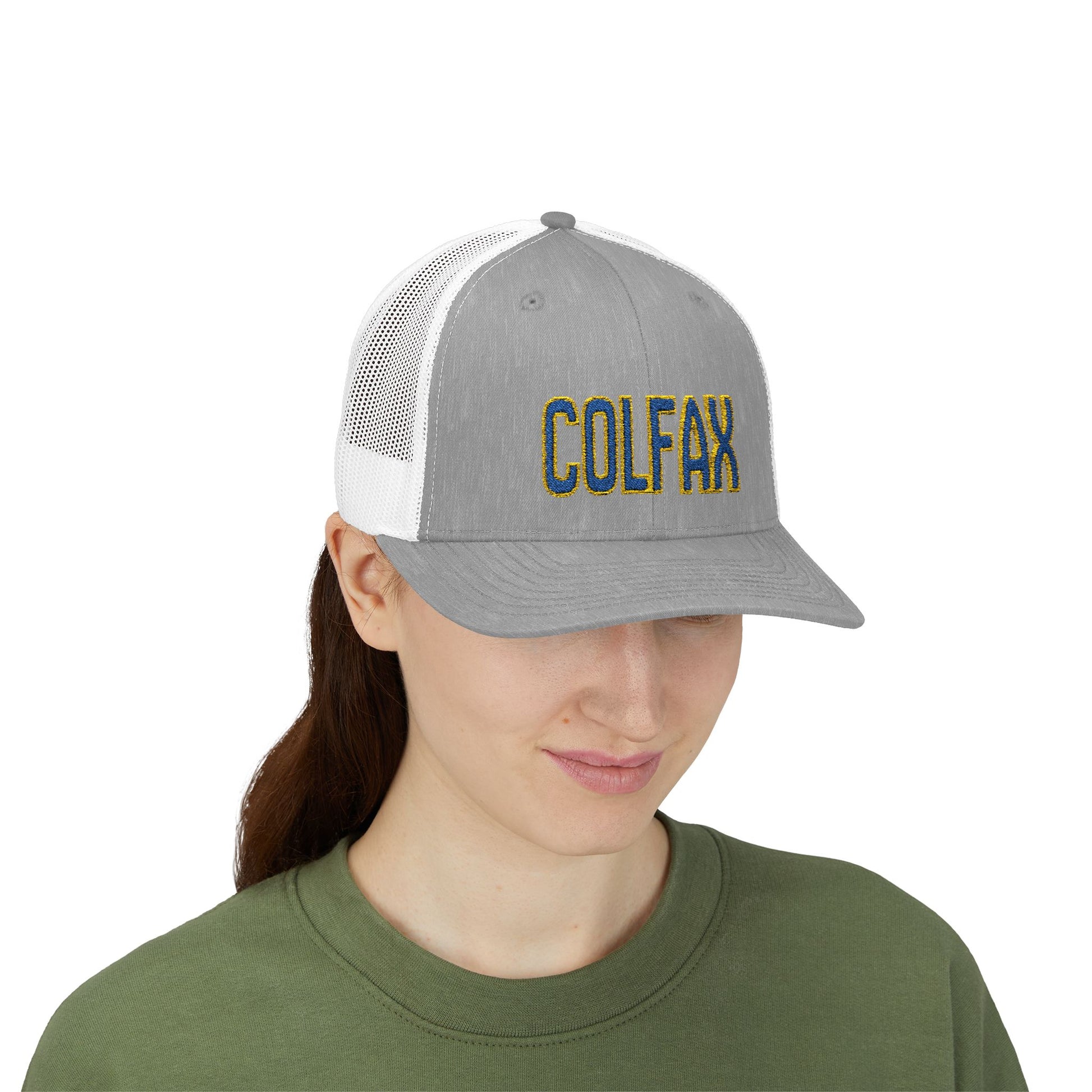 Colfax Embroidered Trucker Hat — Retro Campus Snapback